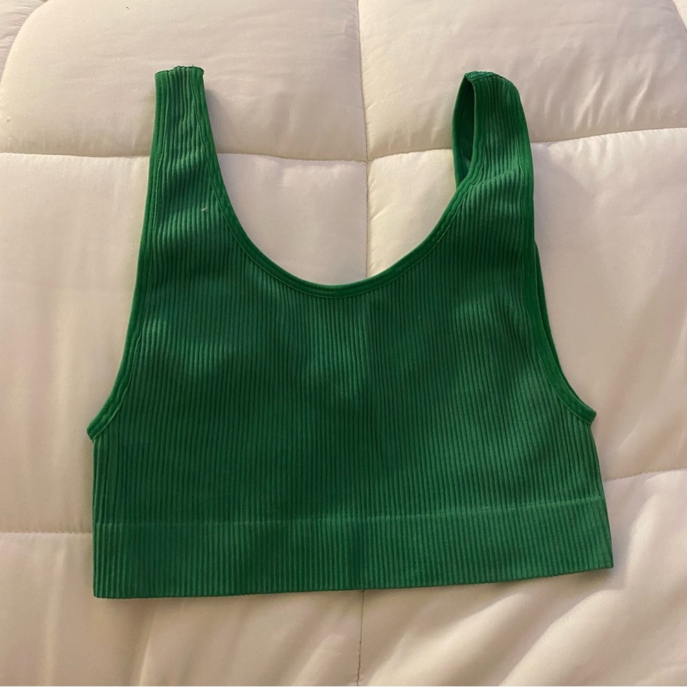 Sunday Best Emerald Ribbed Crop Top